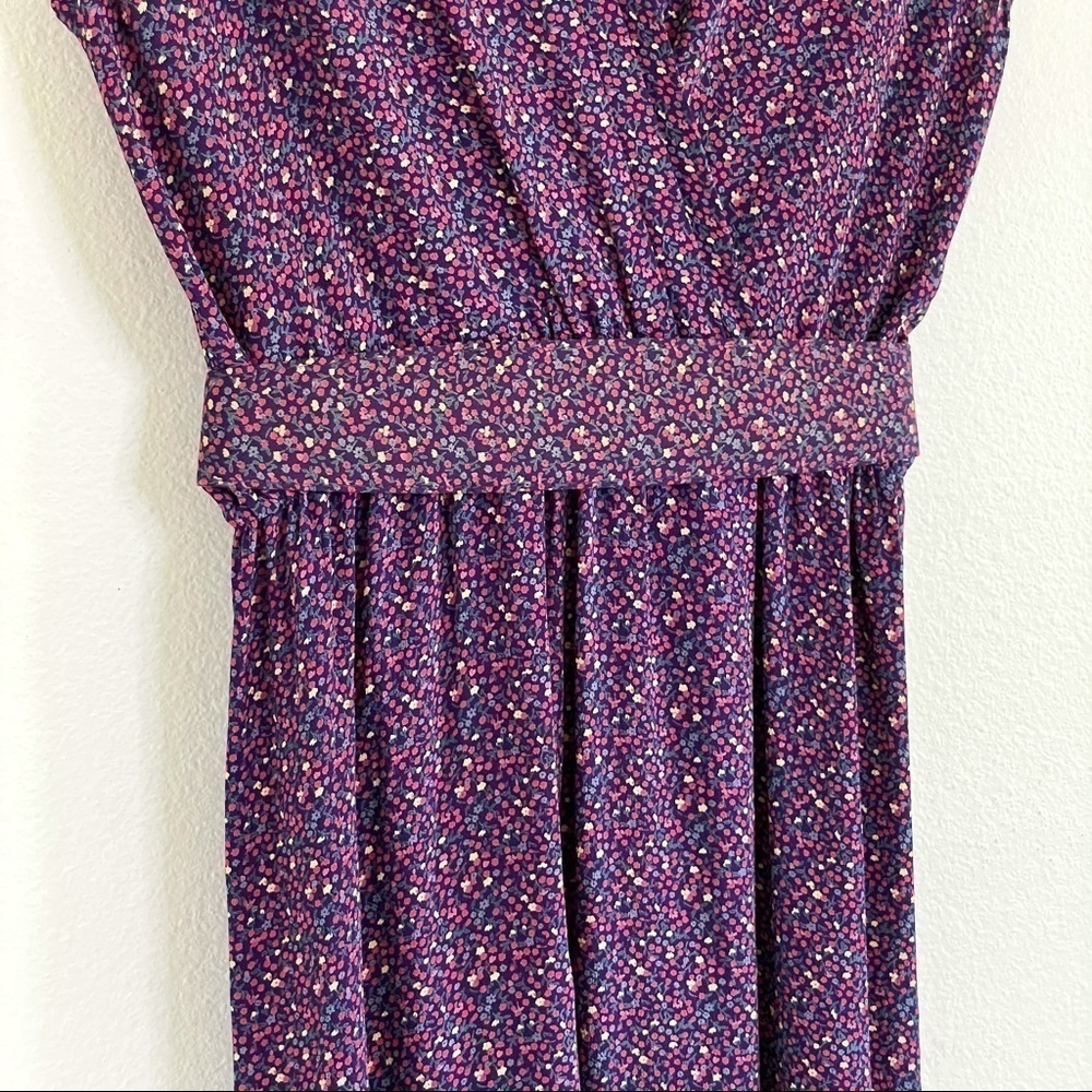 Vintage Liz Roberts Inc Ditsy Floral Blouson Midi Dress Purple Pink Vtg 10 S-M - Picture 8 of 15
